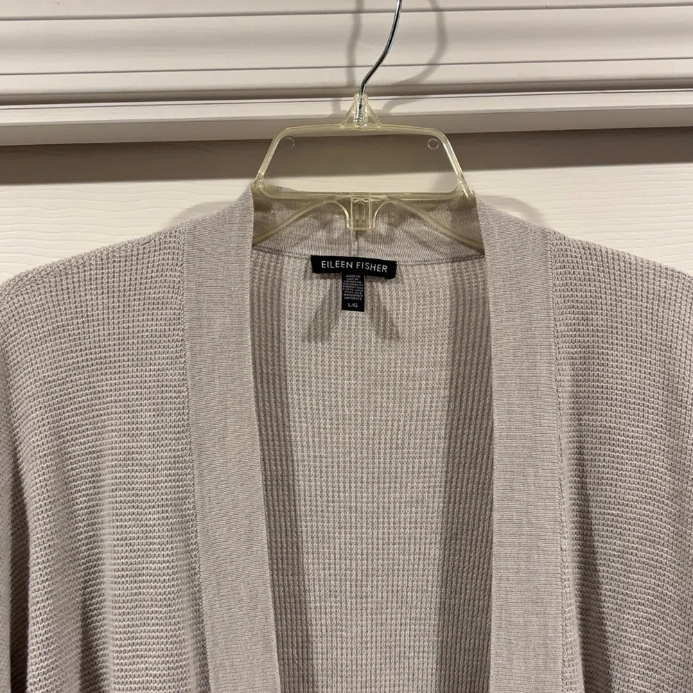Eileen Fisher Light Gray Open Front Cardigan Size L like new - Picture 4 of 7